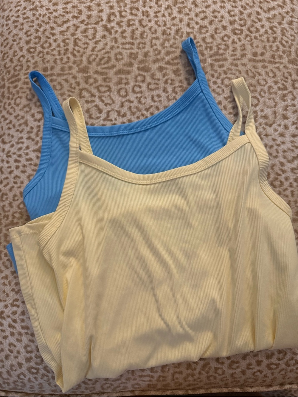 Set of Two Soft Ribbed Tanks - Yellow & Blue